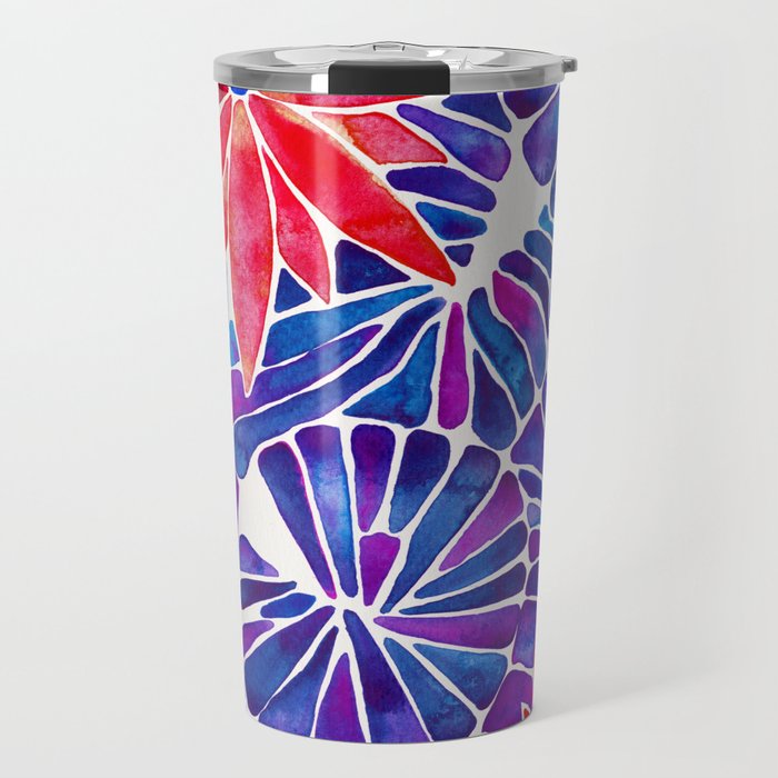 Water Lilies - Indigo & Red Palette Travel Mug Gallery Image 1
