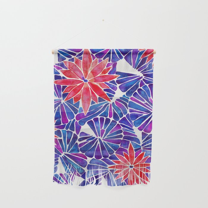 Water Lilies - Indigo & Red Palette Wall Hanging Gallery Image 1
