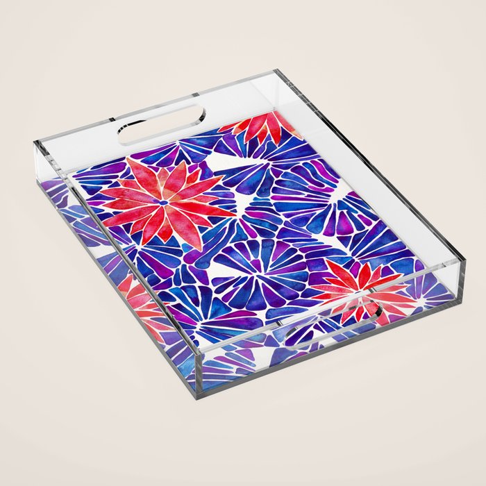 Water Lilies - Indigo & Red Palette Acrylic Tray Gallery Image 1