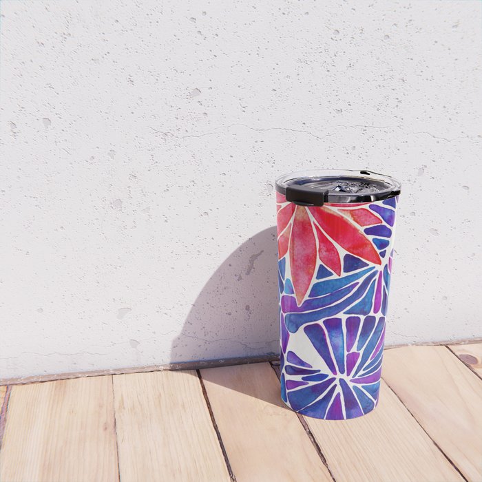 Water Lilies - Indigo & Red Palette Travel Mug Gallery Image 4
