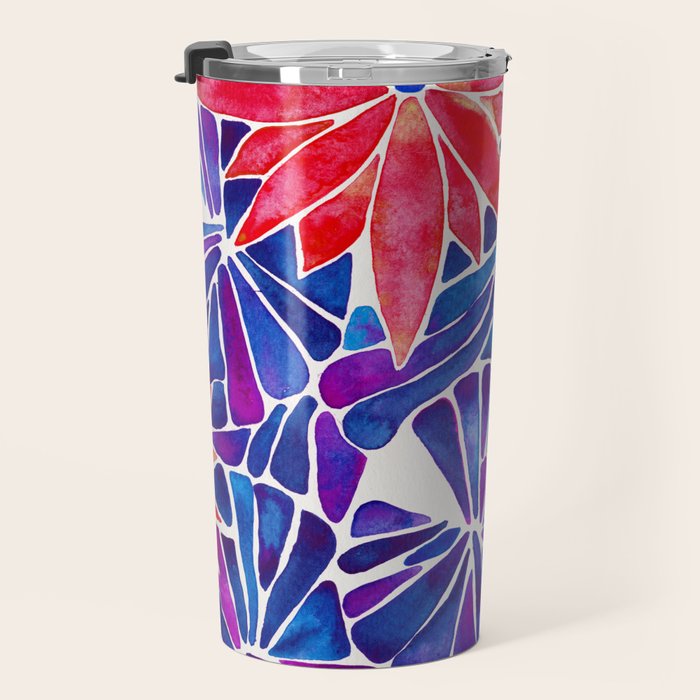 Water Lilies - Indigo & Red Palette Travel Mug Gallery Image 3
