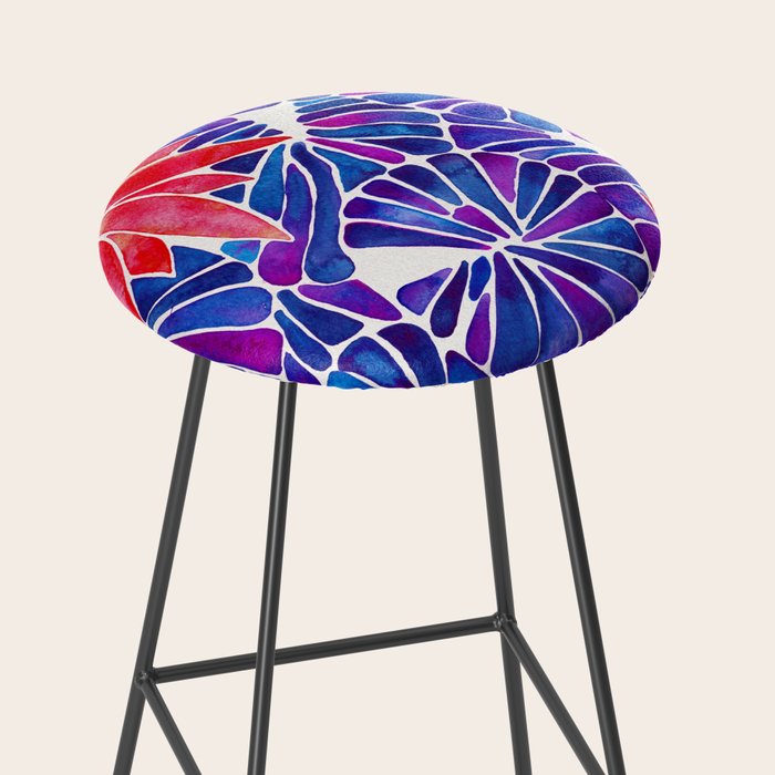 Water Lilies - Indigo & Red Palette Stool Gallery Image 2