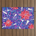 Water Lilies - Indigo & Red Palette Outdoor Rug Gallery Image 1