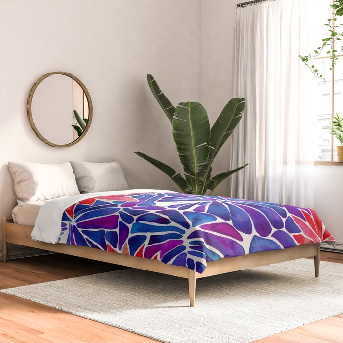 Water Lilies - Indigo & Red Palette Comforter Gallery Image 2