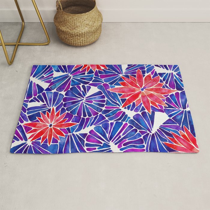 Water Lilies - Indigo & Red Palette Rug Gallery Image 1