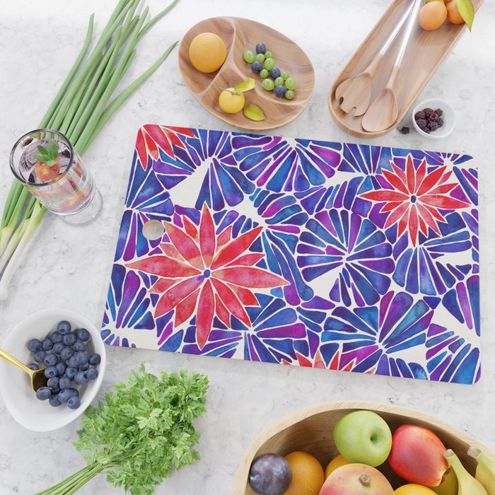 Water Lilies - Indigo & Red Palette Cutting Board Gallery Image 2