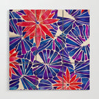 Water Lilies - Indigo & Red Palette Wood Wall Art Gallery Image 1