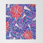 Water Lilies - Indigo & Red Palette Throw Blanket Gallery Image 2