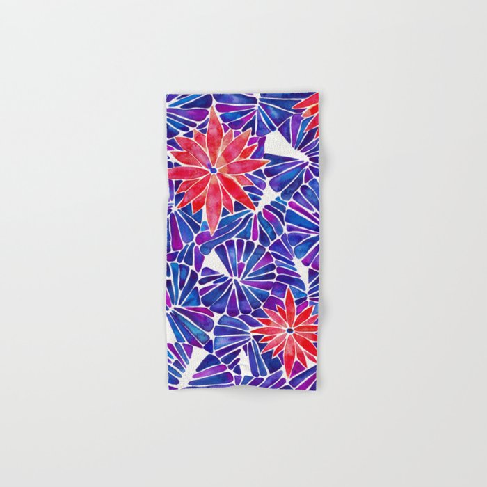 Water Lilies - Indigo & Red Palette Bath Towel Gallery Image 1