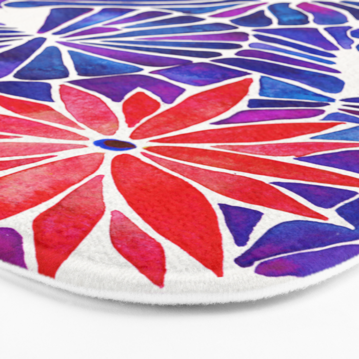 Water Lilies - Indigo & Red Palette Bath Mat Gallery Image 3