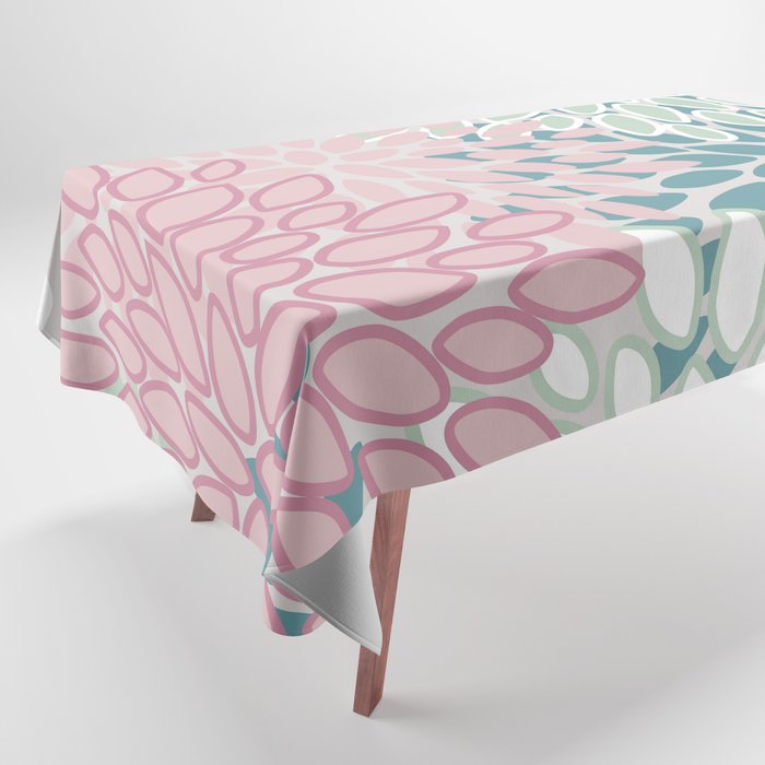 Floral Blooms, Soft Pink, Green and Teal, Design Prints Tablecloth Gallery Image 1