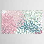 Floral Blooms, Soft Pink, Green and Teal, Design Prints Tablecloth Gallery Image 2