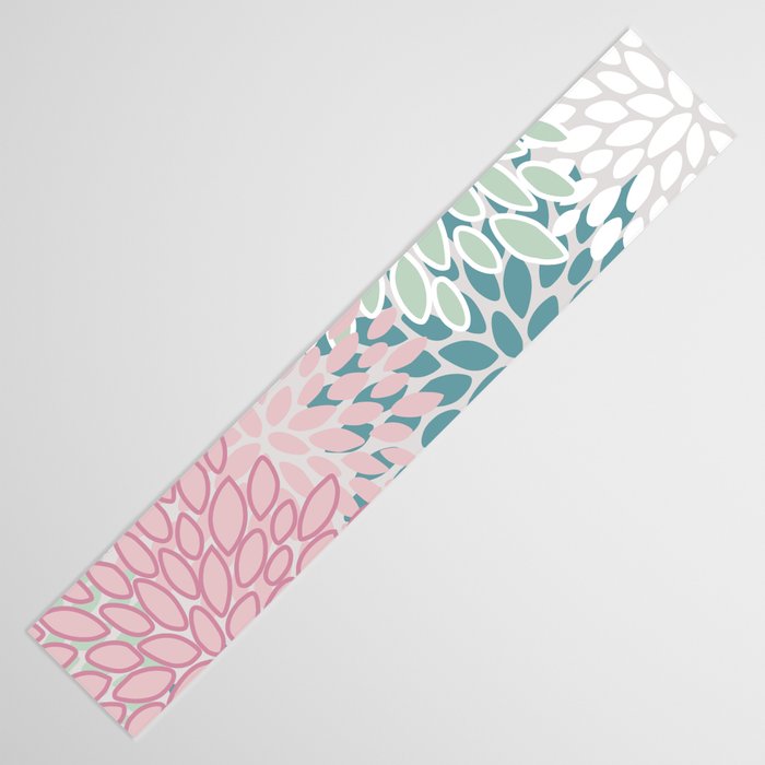 Floral Blooms, Soft Pink, Green and Teal, Design Prints Table Runner Gallery Image 3