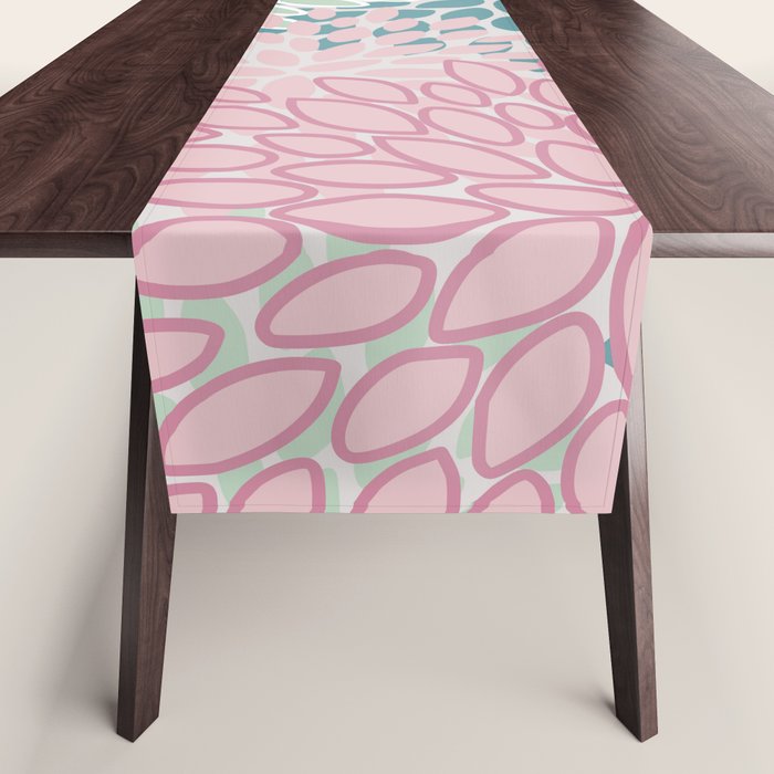 Floral Blooms, Soft Pink, Green and Teal, Design Prints Table Runner Gallery Image 1