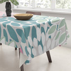 Floral Blooms, Soft Pink, Green and Teal, Design Prints Tablecloth Gallery Image 3