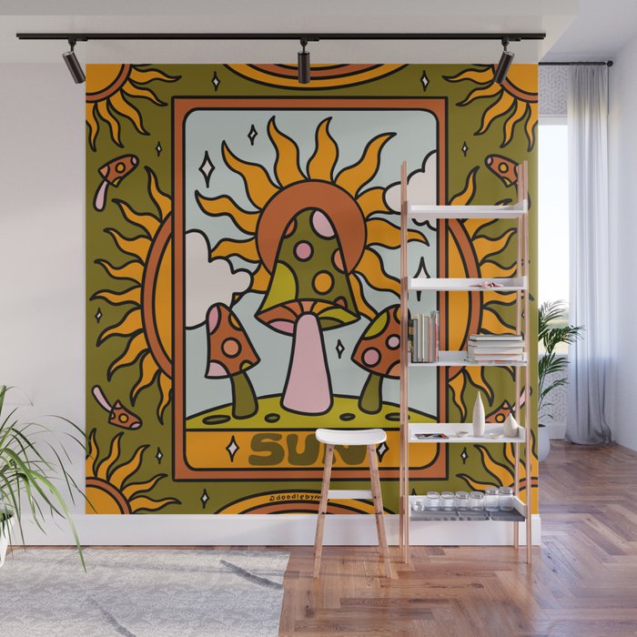 19. Sun Tarot Mushroom Wall Mural Gallery Image 1