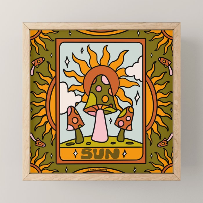 19. Sun Tarot Mushroom Mini Art Print Gallery Image 1