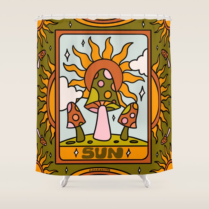 19. Sun Tarot Mushroom Shower Curtain Gallery Image 1