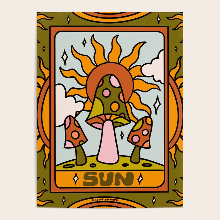 19. Sun Tarot Mushroom Poster Gallery Image 1