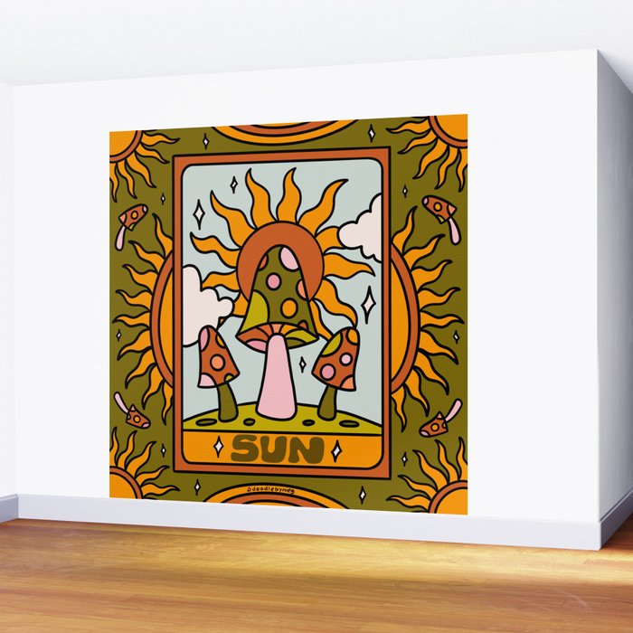 19. Sun Tarot Mushroom Wall Mural Gallery Image 2