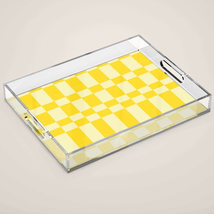 Bauhaus Series: Yellow Distorted Check Acrylic Tray Gallery Image 1