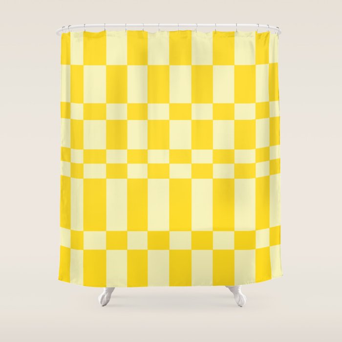 Bauhaus Series: Yellow Distorted Check Shower Curtain Gallery Image 1