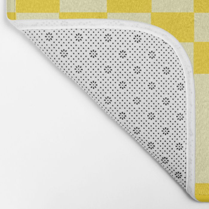 Bauhaus Series: Yellow Distorted Check Bath Mat Gallery Image 2