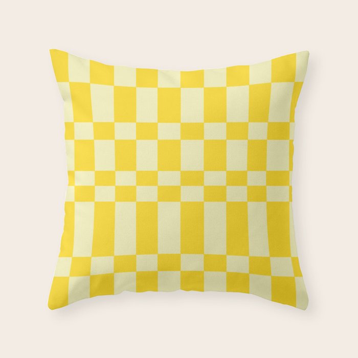 Bauhaus Series: Yellow Distorted Check Throw Pillow Gallery Image 1