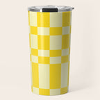 Bauhaus Series: Yellow Distorted Check Travel Mug Gallery Image 1
