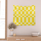 Bauhaus Series: Yellow Distorted Check Wall Tapestry Gallery Image 2