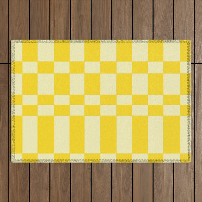 Bauhaus Series: Yellow Distorted Check Outdoor Rug Gallery Image 1