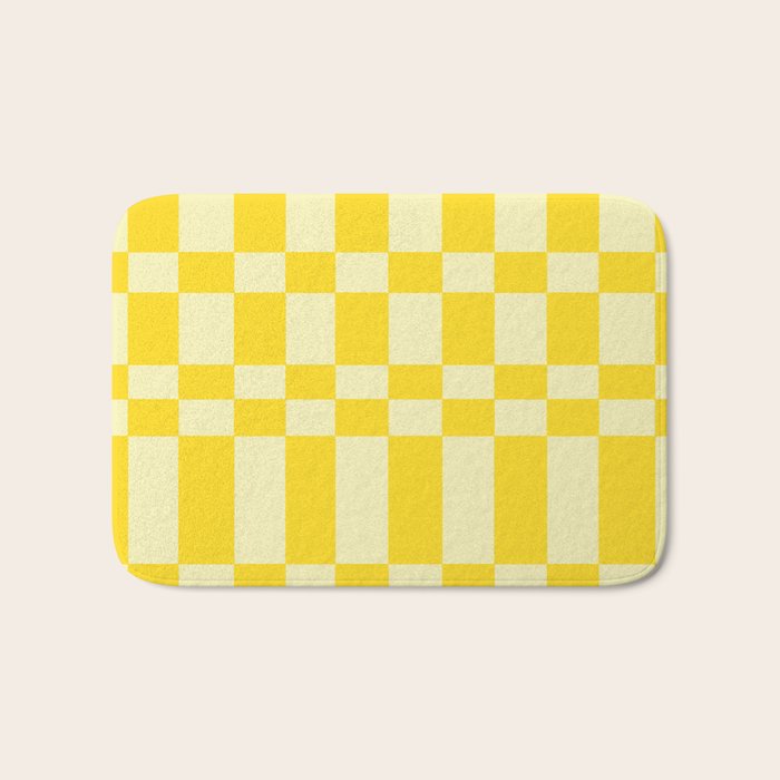 Bauhaus Series: Yellow Distorted Check Bath Mat Gallery Image 1