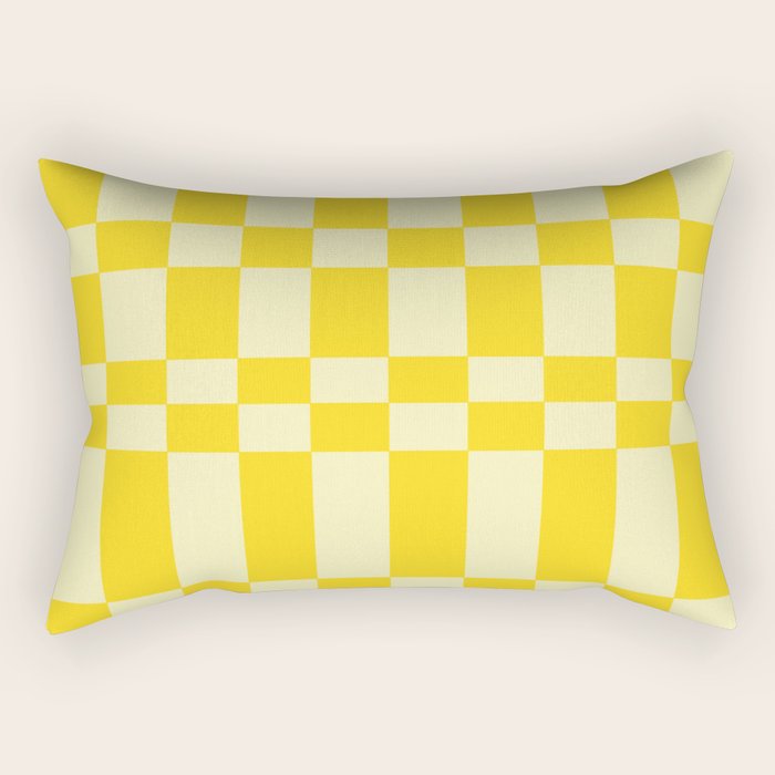 Bauhaus Series: Yellow Distorted Check Rectangular Pillow Gallery Image 2