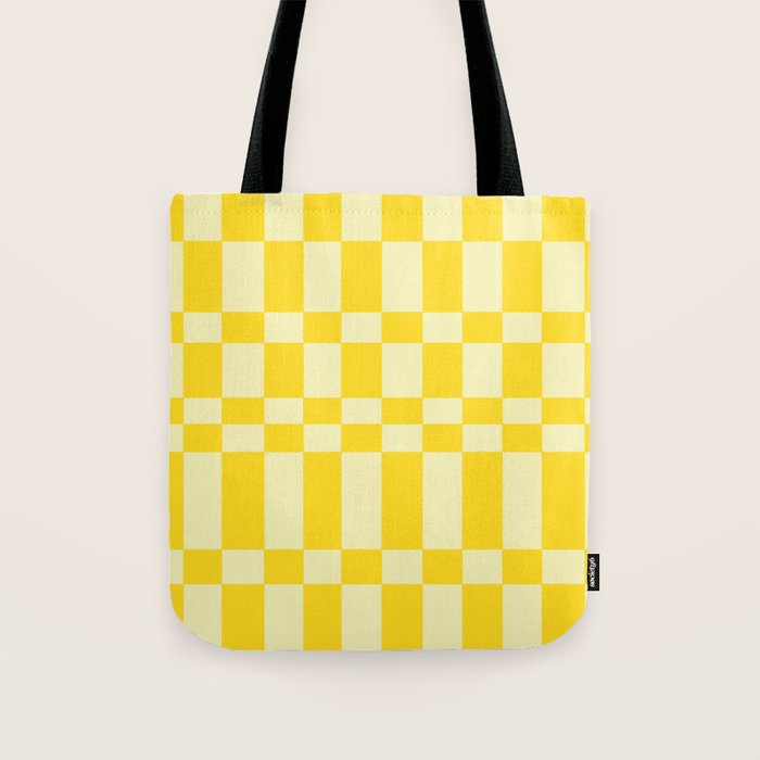 Bauhaus Series: Yellow Distorted Check Tote Bag Gallery Image 1