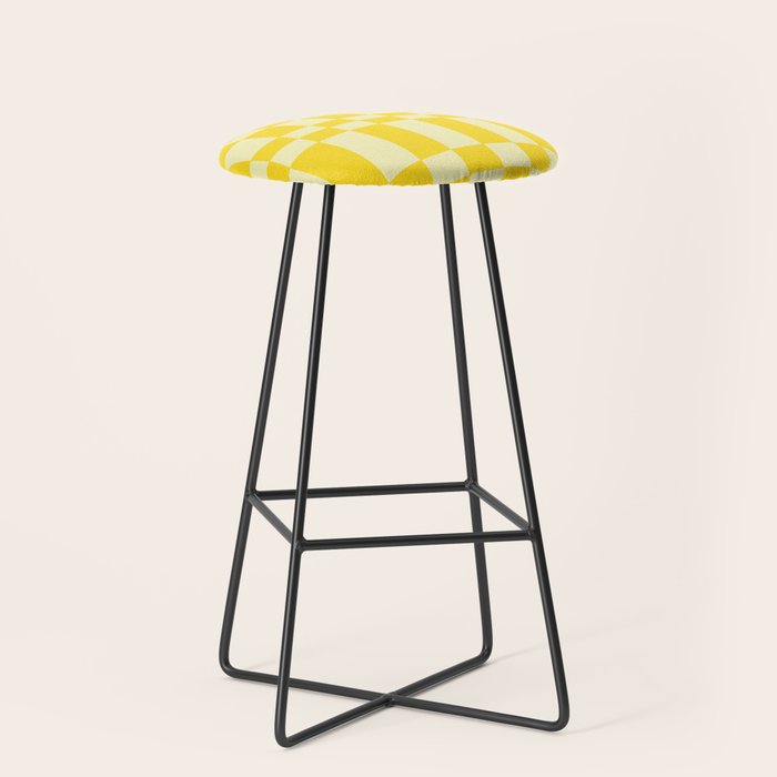Bauhaus Series: Yellow Distorted Check Stool Gallery Image 1