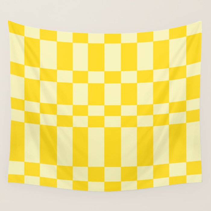 Bauhaus Series: Yellow Distorted Check Wall Tapestry Gallery Image 4
