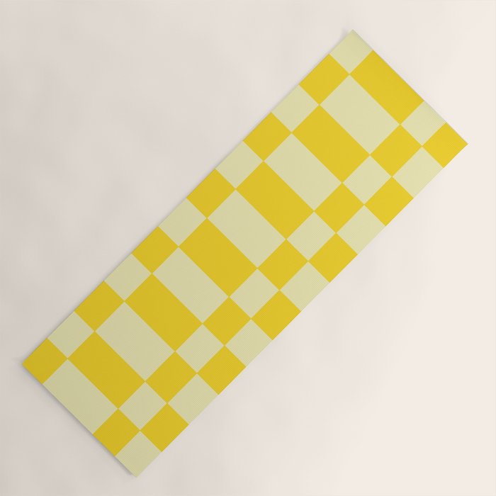 Bauhaus Series: Yellow Distorted Check Yoga Mat Gallery Image 1