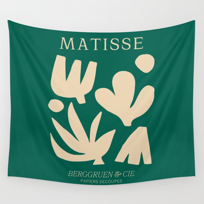 Bottle Green Collage: Paper Cutouts Matisse Edition Wall Tapestry Gallery Image 1
