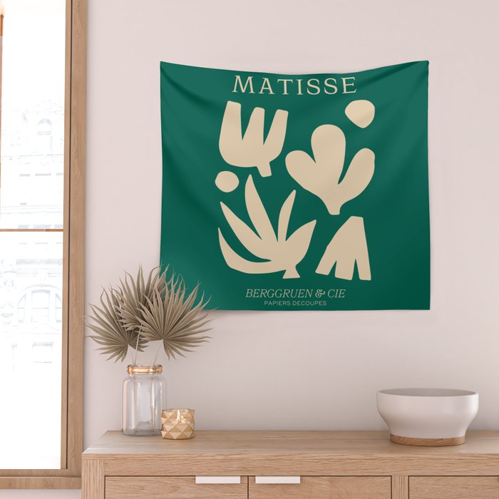Bottle Green Collage: Paper Cutouts Matisse Edition Wall Tapestry Gallery Image 2