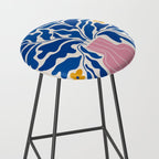 Summer Bloom: Electric Blue Leaves & Golden Poppies Stool Gallery Image 2