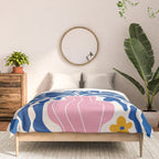 Summer Bloom: Electric Blue Leaves & Golden Poppies Comforter Gallery Image 3