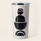 Black & White Minimalist Mid Century Paper collage Funky Black Ink Tribal Geometric by Ejaaz Haniff Travel Mug Gallery Image 1