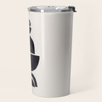 Black & White Minimalist Mid Century Paper collage Funky Black Ink Tribal Geometric by Ejaaz Haniff Travel Mug Gallery Image 2