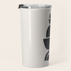 Black & White Minimalist Mid Century Paper collage Funky Black Ink Tribal Geometric by Ejaaz Haniff Travel Mug Gallery Image 3
