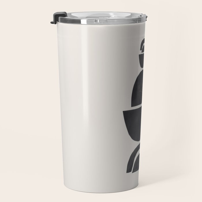 Black & White Minimalist Mid Century Paper collage Funky Black Ink Tribal Geometric by Ejaaz Haniff Travel Mug Gallery Image 3