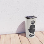 Black & White Minimalist Mid Century Paper collage Funky Black Ink Tribal Geometric by Ejaaz Haniff Travel Mug Gallery Image 4