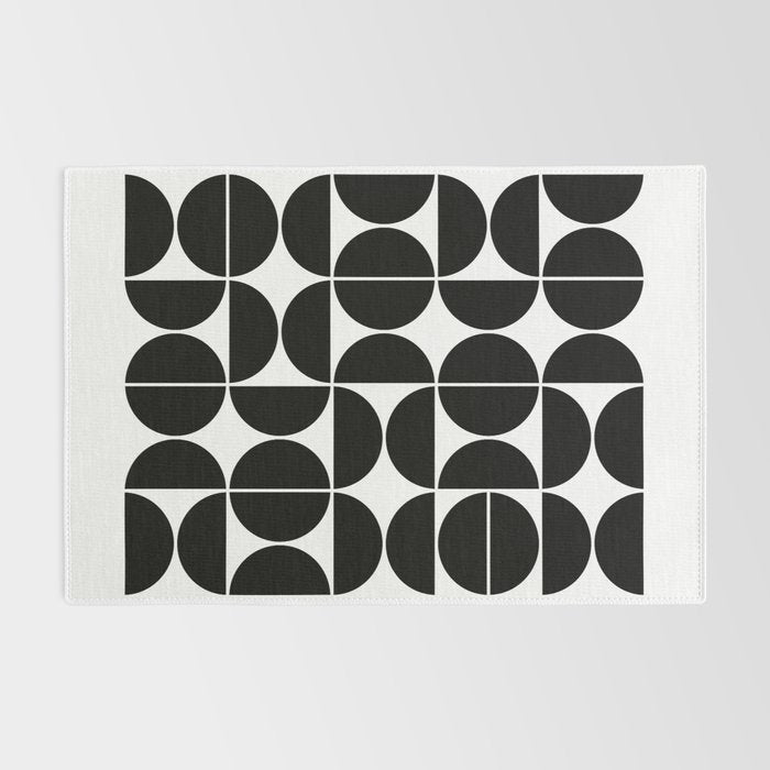 Mid Century Modern Geometric 04 Black Rug Gallery Image 2