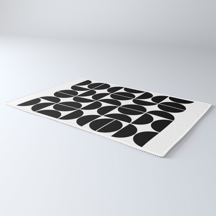 Mid Century Modern Geometric 04 Black Rug Gallery Image 3