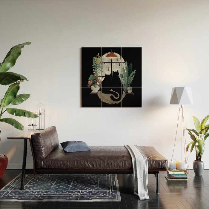 Rainy Day Cats on Black Wood Wall Art Gallery Image 2