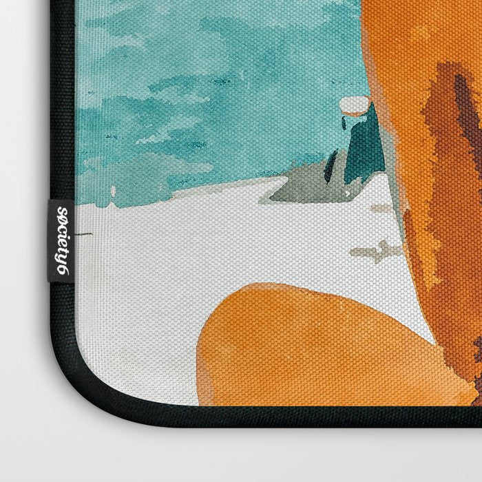 Solo Traveler, Watercolor Black Woman Painting, Travel Tropical Summer Illustration Laptop Sleeve Gallery Image 3